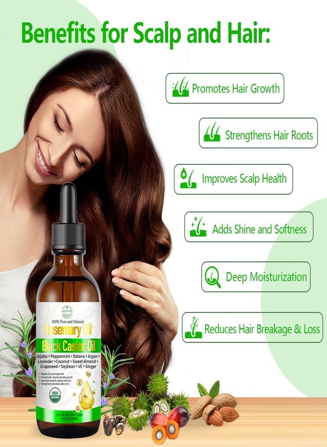 MMPANG Organic Rosemary Oil for Hair Growth, USDA Certified Rosemary Castor Blend Oils Cold Pressed for Thicker, Fuller Hair, Eyebrows, Soothe Itchy Scalp & Repair Damaged Hair – 4 FL OZ - Image 2
